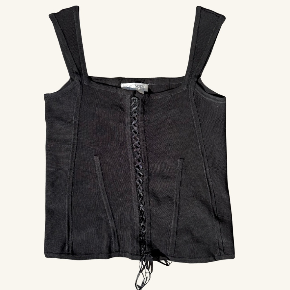 Y2K Kay Unger Lace Up Tank Top 6
